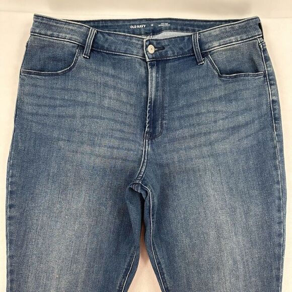 Old Navy Sz 16 High Rise Straight Leg Boyfriend Blue Jeans Stretch Curvy Casual - Picture 3 of 9
